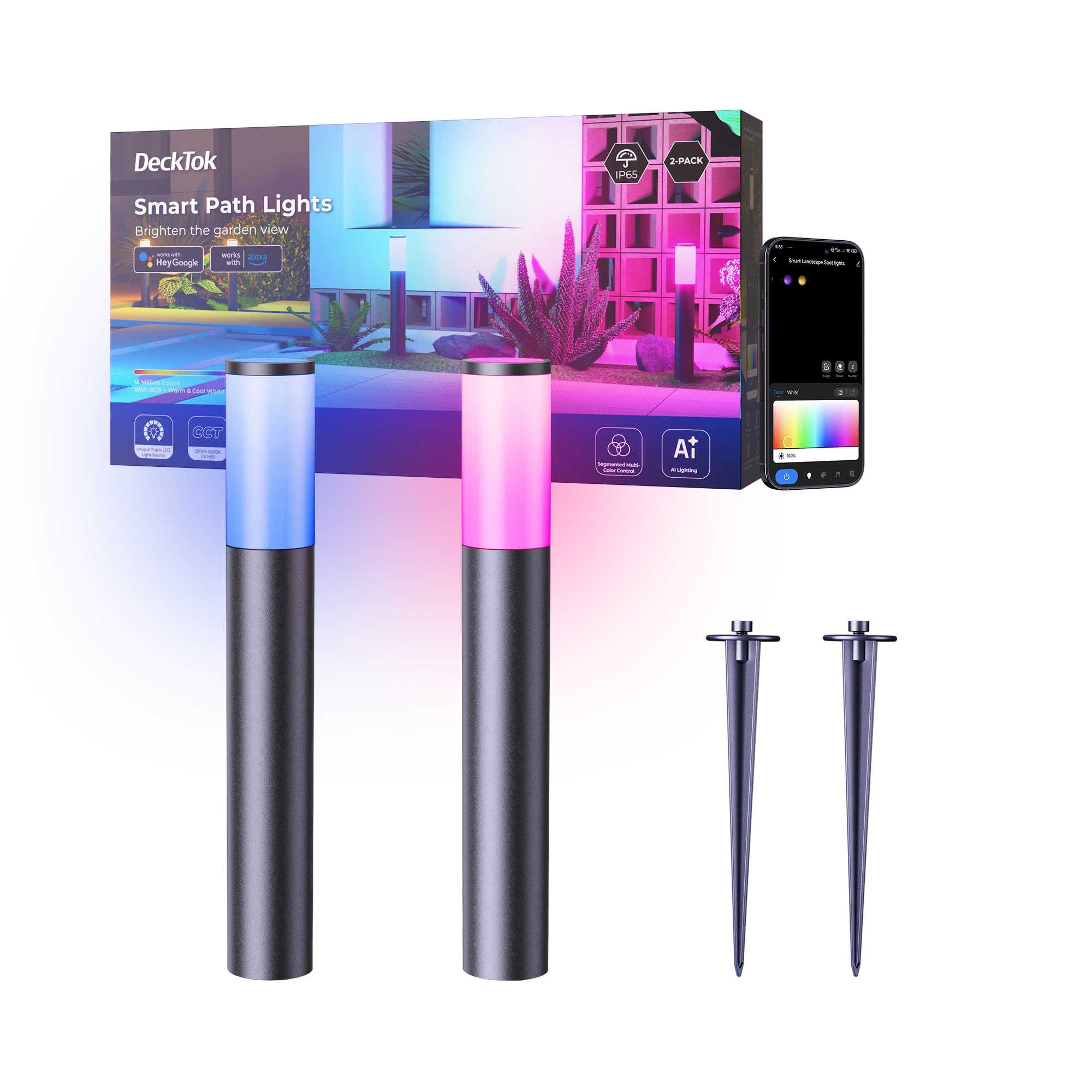 DeckTok Smart Outdoor Pathway Lights (2-pack)