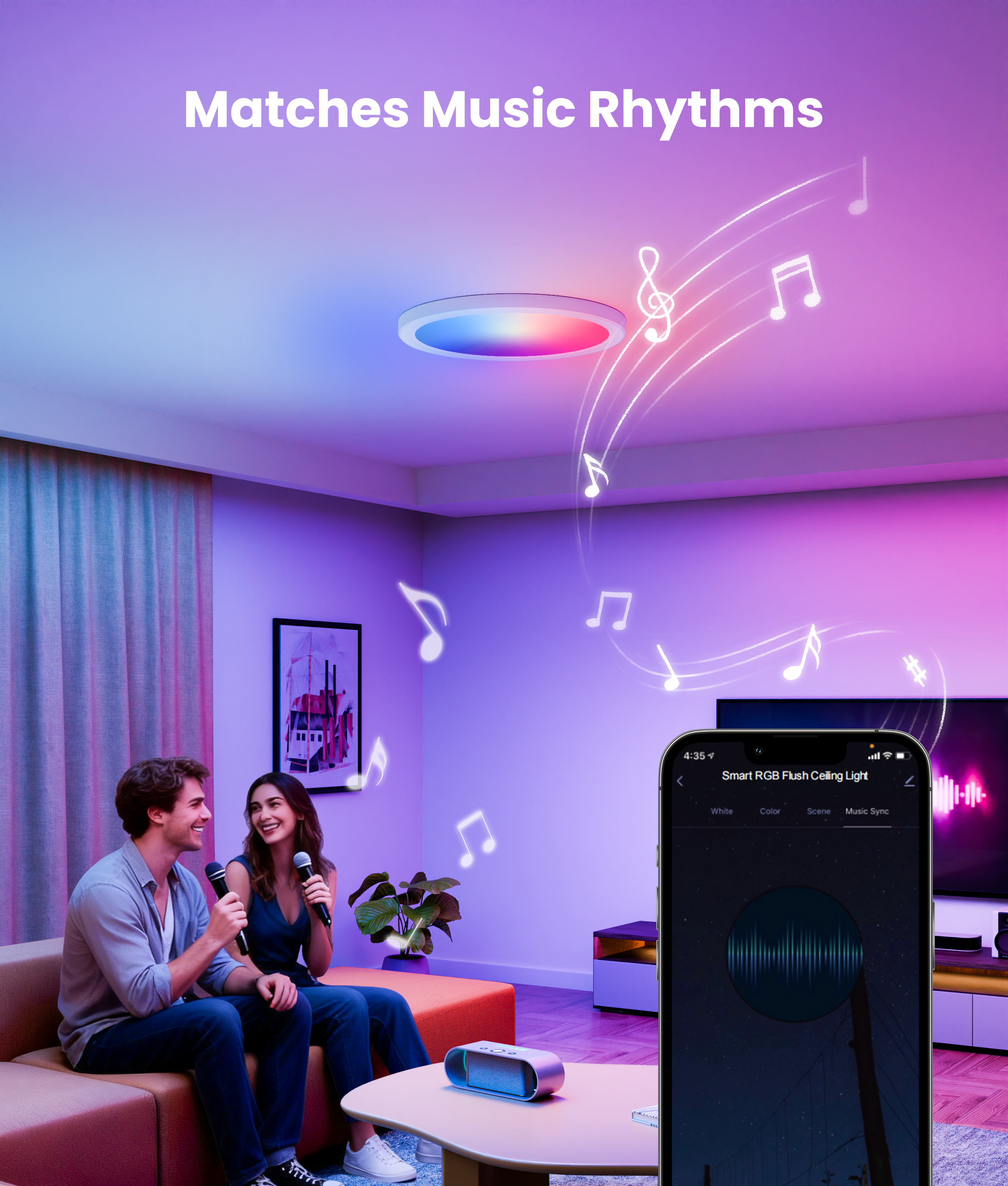 DeckTok RGBCW LED Flush Mount Ceiling Light