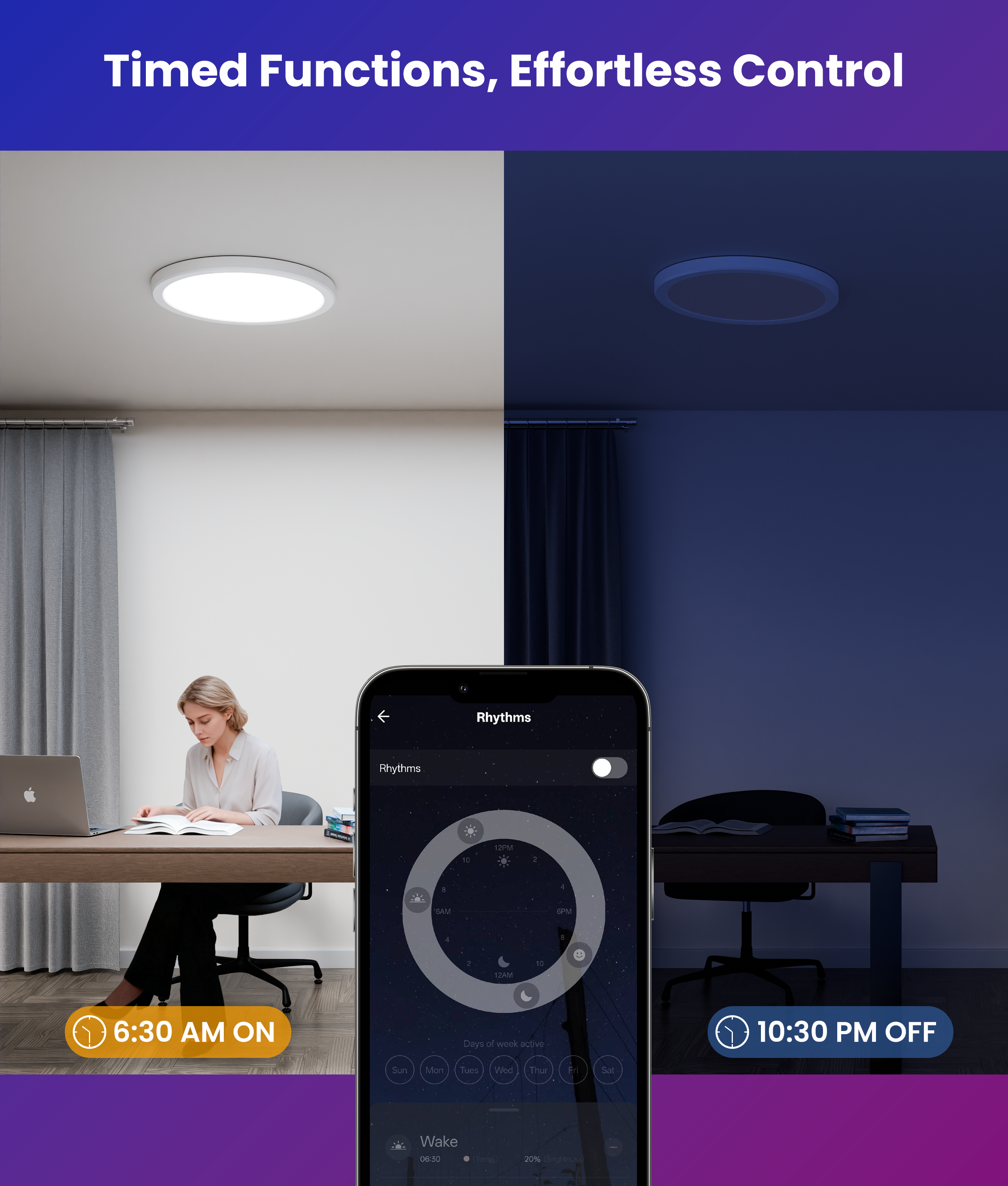 DeckTok RGBCW LED Flush Mount Ceiling Light