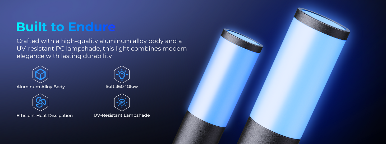 Smart pathway lights with aluminum alloy body and soft 360 degree glow