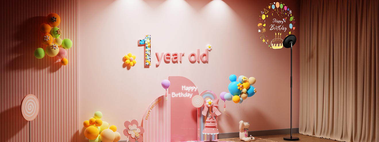 Smart projection floor lamp for kids birthday party lighting decoration