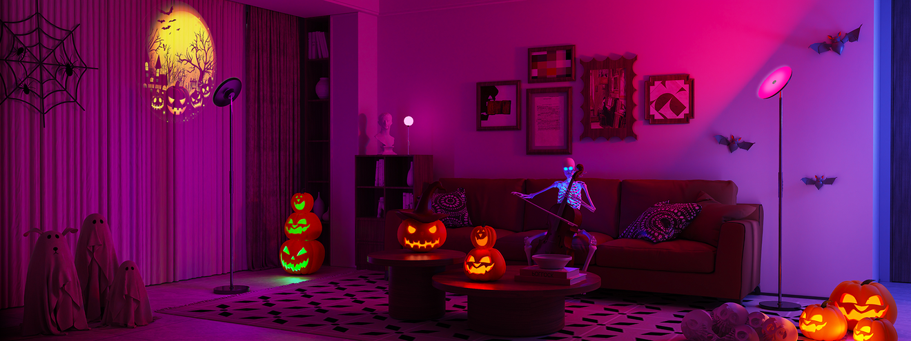 Halloween projection floor lamp with spooky decorative lighting effects