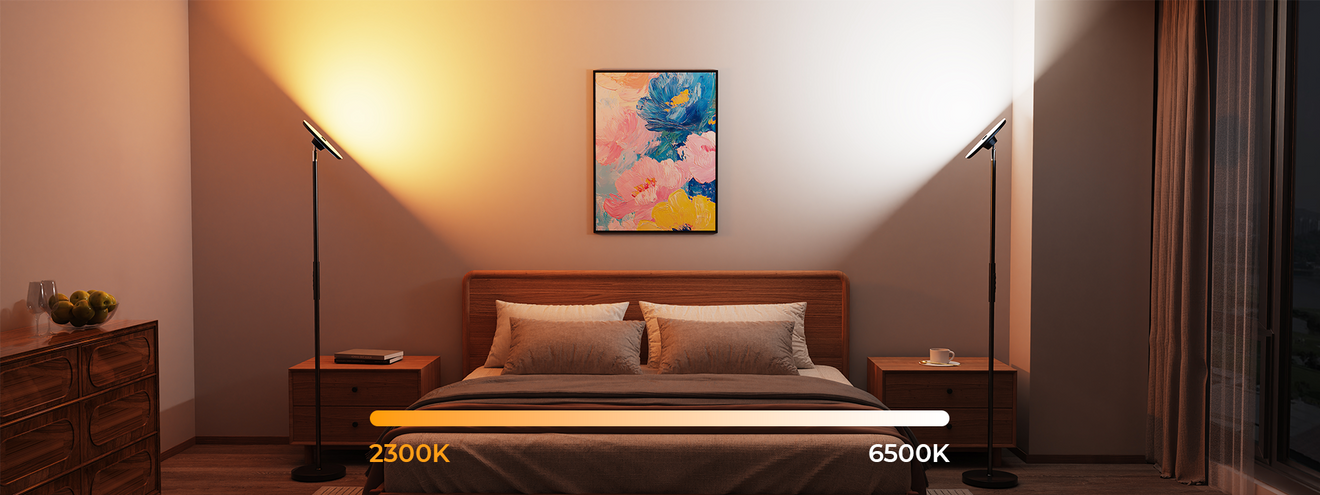 Smart projection floor lamp with adjustable color temperature for bedroom