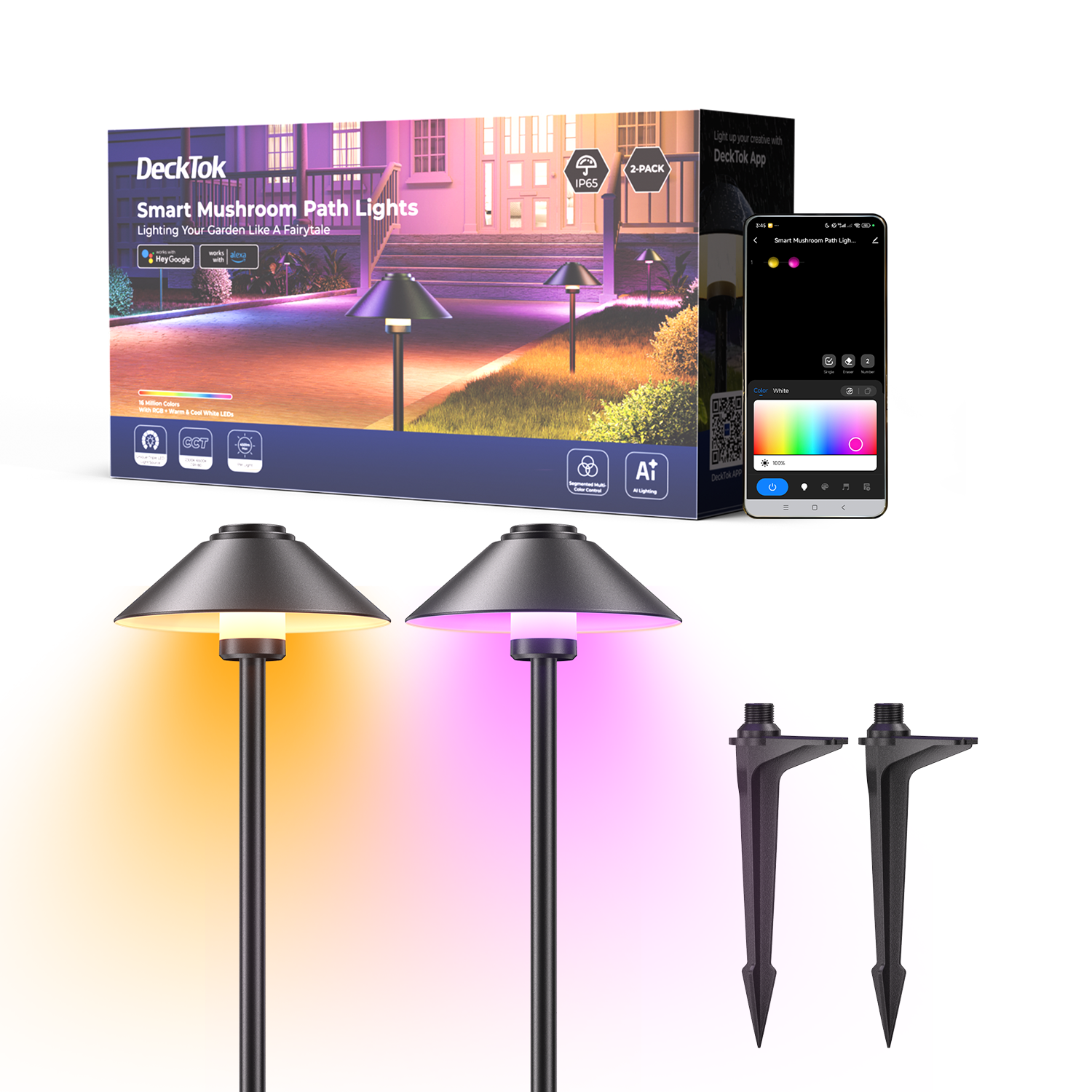 DeckTok Smart Mushroom Path Lights (2-pack)